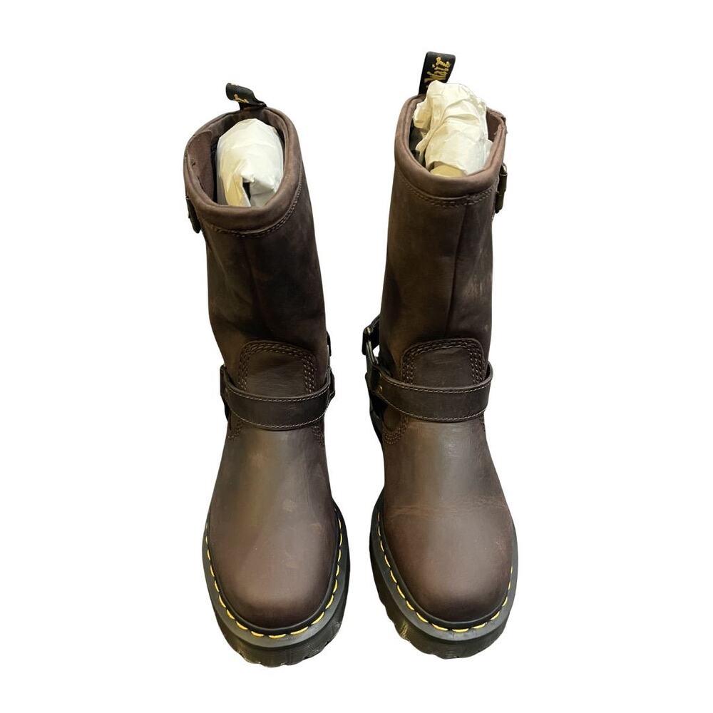 Dr. Martens Airwair Anistone Hi Leather Biker Boots Size Women 7 Motor Punk NWB - Picture 2 of 7
